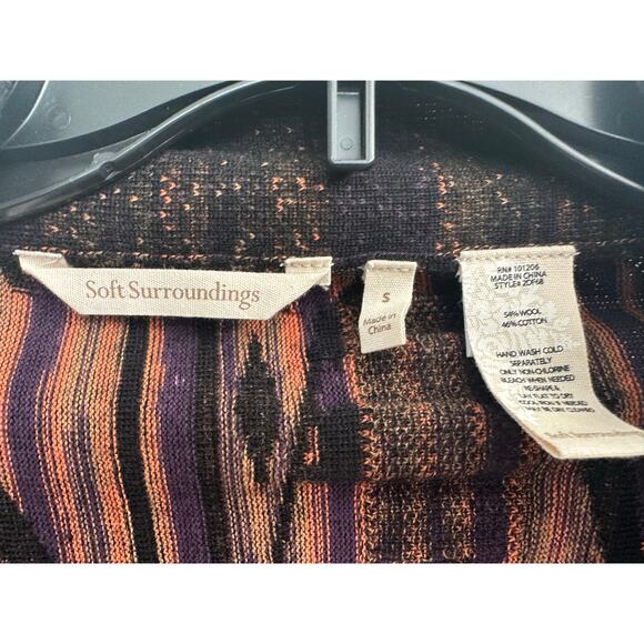 Soft Surroundings Black Aztec Shrug Sweater Cardigan Wool Blend Women's Small - Picture 4 of 6